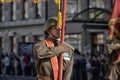 Young people in the uniform of the Second World War. Royalty Free Stock Photo