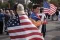 Young people with USA flags in Yerevan Royalty Free Stock Photo