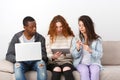 Young people using gadgets, students, technology Royalty Free Stock Photo