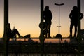 Young people watching sunset Royalty Free Stock Photo