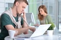 Close up portrait of young people working in office Royalty Free Stock Photo