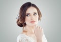 Young perfect woman with makeup, updo hair and hairdeco Royalty Free Stock Photo