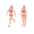 Young person, nude body anatomy. Isometric vector illustration of a standing person.