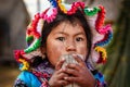 Young peruvian girl, Lake Titicaca, Peru Royalty Free Stock Photo