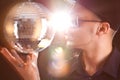 Young philippino man with disco bowl Royalty Free Stock Photo