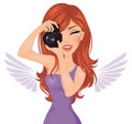 Young photographer woman. Royalty Free Stock Photo