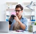 Young photographer working with his camera Royalty Free Stock Photo