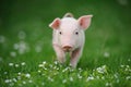 Young pig on a green grass Royalty Free Stock Photo