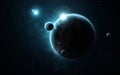 Young planet system in far deep space Royalty Free Stock Photo