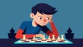 A young player with furrowed brows carefully calculating their moves on the board while blocking out distractions from Royalty Free Stock Photo