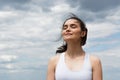 young pleased woman in crop top Royalty Free Stock Photo