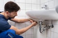 Plumber Fitting Sink Pipe Royalty Free Stock Photo