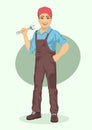Young plumber or mechanic man with wrench