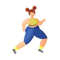 Young plus size woman is running. Morning running. Run. Body positive