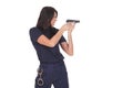 Young police girl with gun