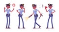 Young policewoman with light and signals