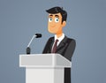 Young Politician Giving a Speech Vector Cartoon Illustration