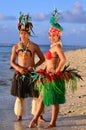 Young Polynesian Pacific Island Tahitian Dancers Couple