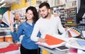 Couple in paint supplies store Royalty Free Stock Photo