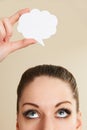 Young Positive Woman Speech Bubble Above Head