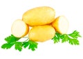 Young potatoes, decorating of parsley . Isolated Royalty Free Stock Photo
