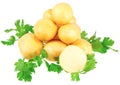 Young potatoes, decorating of parsley . Isolated Royalty Free Stock Photo