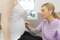 young preganant woman expecting baby doctor visit Royalty Free Stock Photo