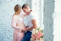 Young pregnant couple awaiting baby. Happy and healthy pregnancy Royalty Free Stock Photo