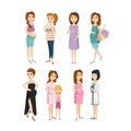 Young pregnant woman character vector Royalty Free Stock Photo