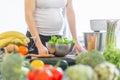 Pregnant woman cooking healthy food Royalty Free Stock Photo