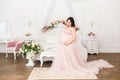 Young pregnant woman in a light classic interior. Royalty Free Stock Photo