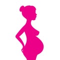 Young pregnant woman vector silhouette