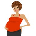 Young pregnant woman on white background Royalty Free Stock Photo