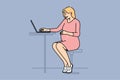 Pregnant woman working on laptop