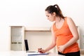 The young pregnant woman working at home Royalty Free Stock Photo