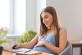 Young pregnant woman working at home Royalty Free Stock Photo