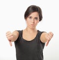 Young angry woman thumbs down Royalty Free Stock Photo