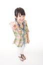 Young pretty asian woman pointing forward Royalty Free Stock Photo