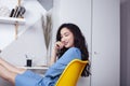 young pretty asian woman smiling in her office, lifestyle people concept Royalty Free Stock Photo