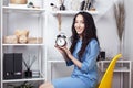 young pretty asian woman smiling in her office, lifestyle people concept Royalty Free Stock Photo