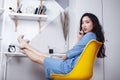 young pretty asian woman smiling in her office, lifestyle people concept Royalty Free Stock Photo