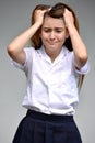 Stressful Female Youngster Wearing Skirt