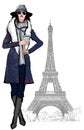 Young pretty fashion model in Paris Royalty Free Stock Photo