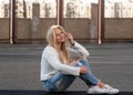 Young pretty fashionable blonde Royalty Free Stock Photo