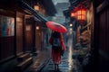 Asian woman wearing traditional japanese kimono walk in Kyoto, Japan. Woman walking to sight seeing in Japan.