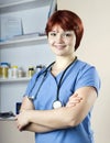 Young pretty lady nurse at hospital