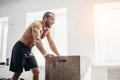 Pretty man tired after weightlifting at gym Royalty Free Stock Photo