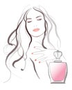 Young pretty woman advertising for perfume Royalty Free Stock Photo