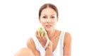 Young pretty woman holding apple Royalty Free Stock Photo