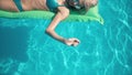 Young pretty woman lying on air mattress in the swimming pool Royalty Free Stock Photo